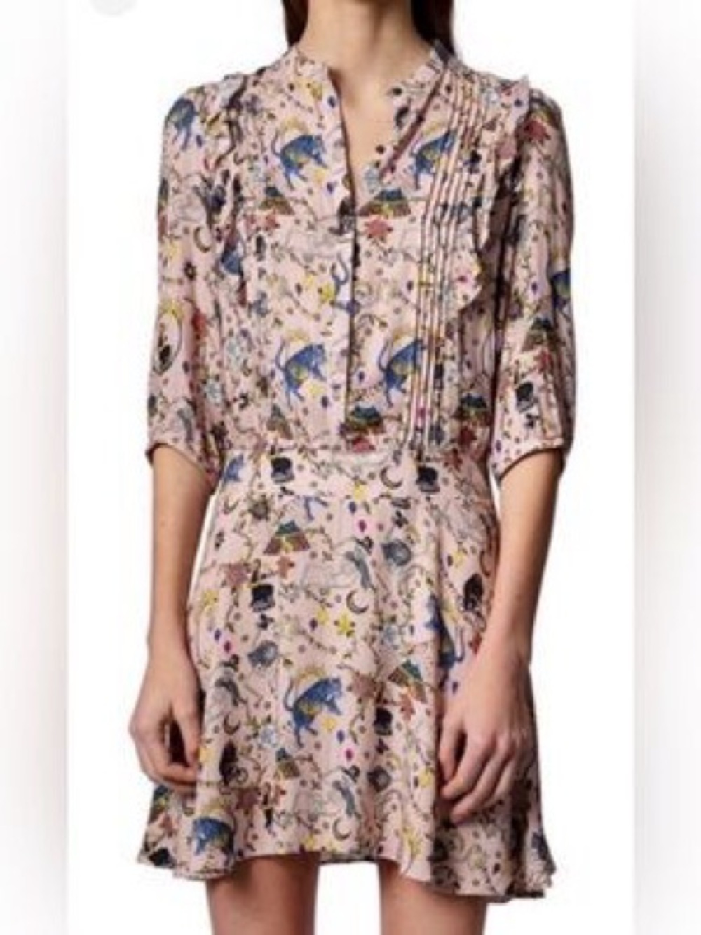 ZADIG & VOLTAIRE Pink Printed Ruffle Dress